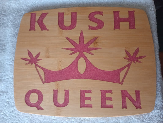 Kush Queen - Bamboo cutting board with food grade epoxy inlays - Rolling tray - Medium