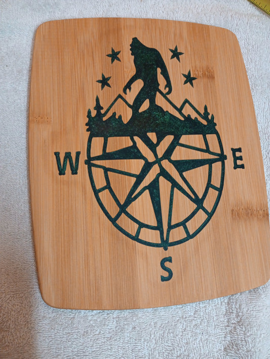 Bamboo cutting board with food grade epoxy inlays - big foot