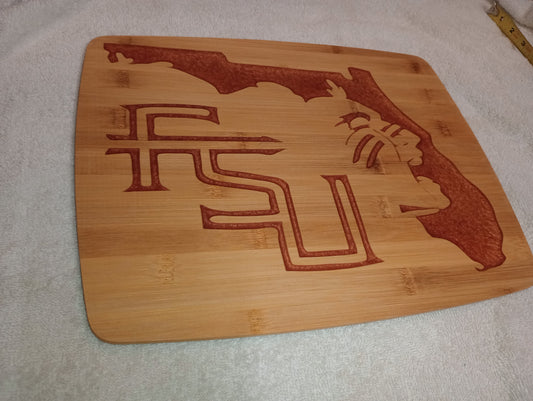 Bamboo cutting board with food grade epoxy inlays - FSU