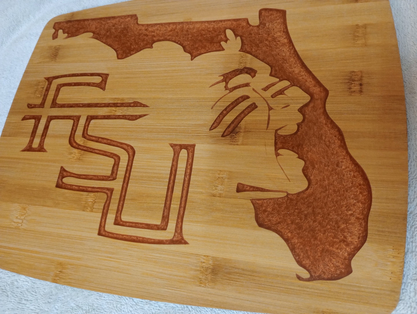 Bamboo cutting board with food grade epoxy inlays - FSU