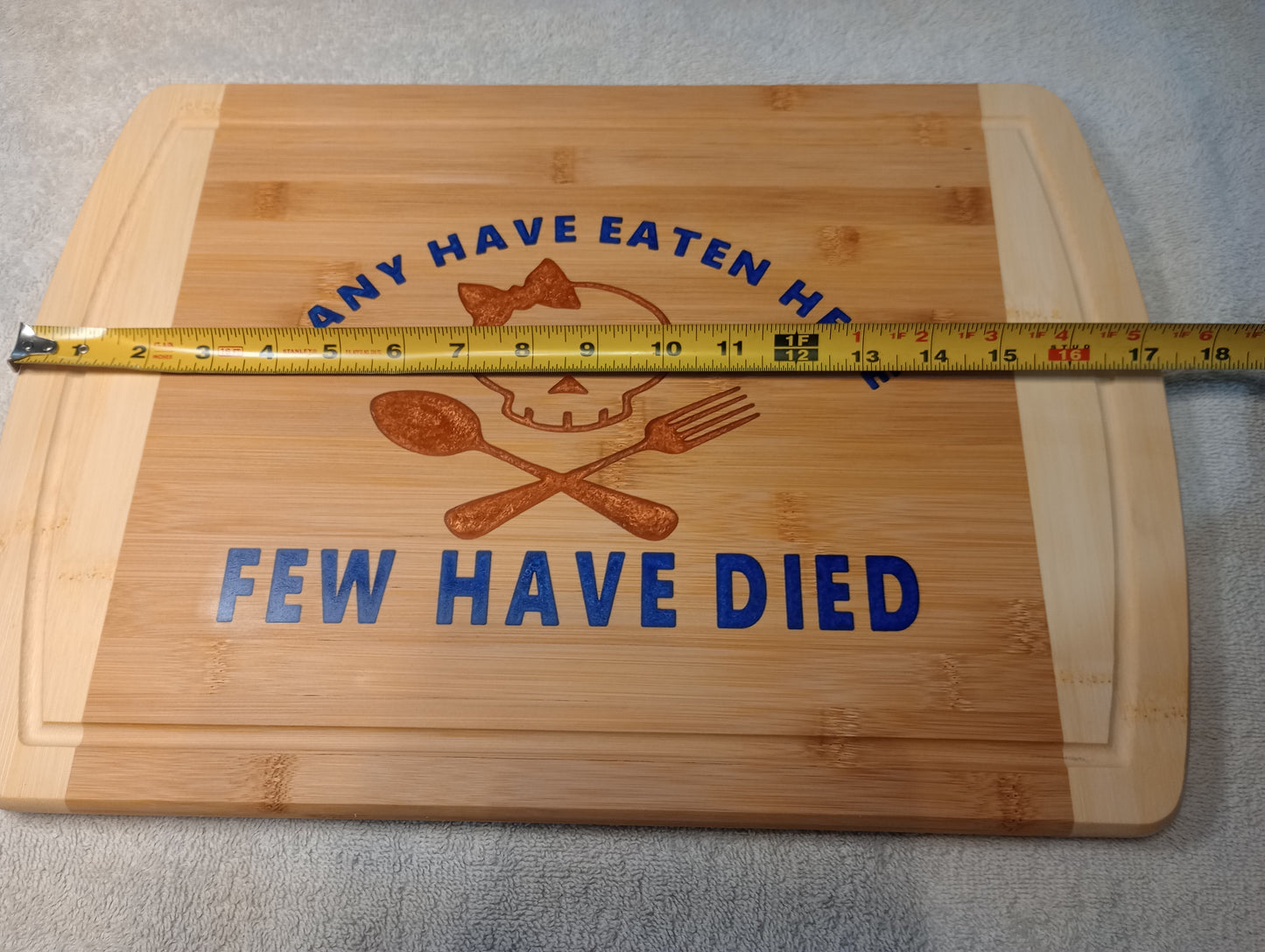 Bamboo cutting board with food grade epoxy inlays - many have eaten