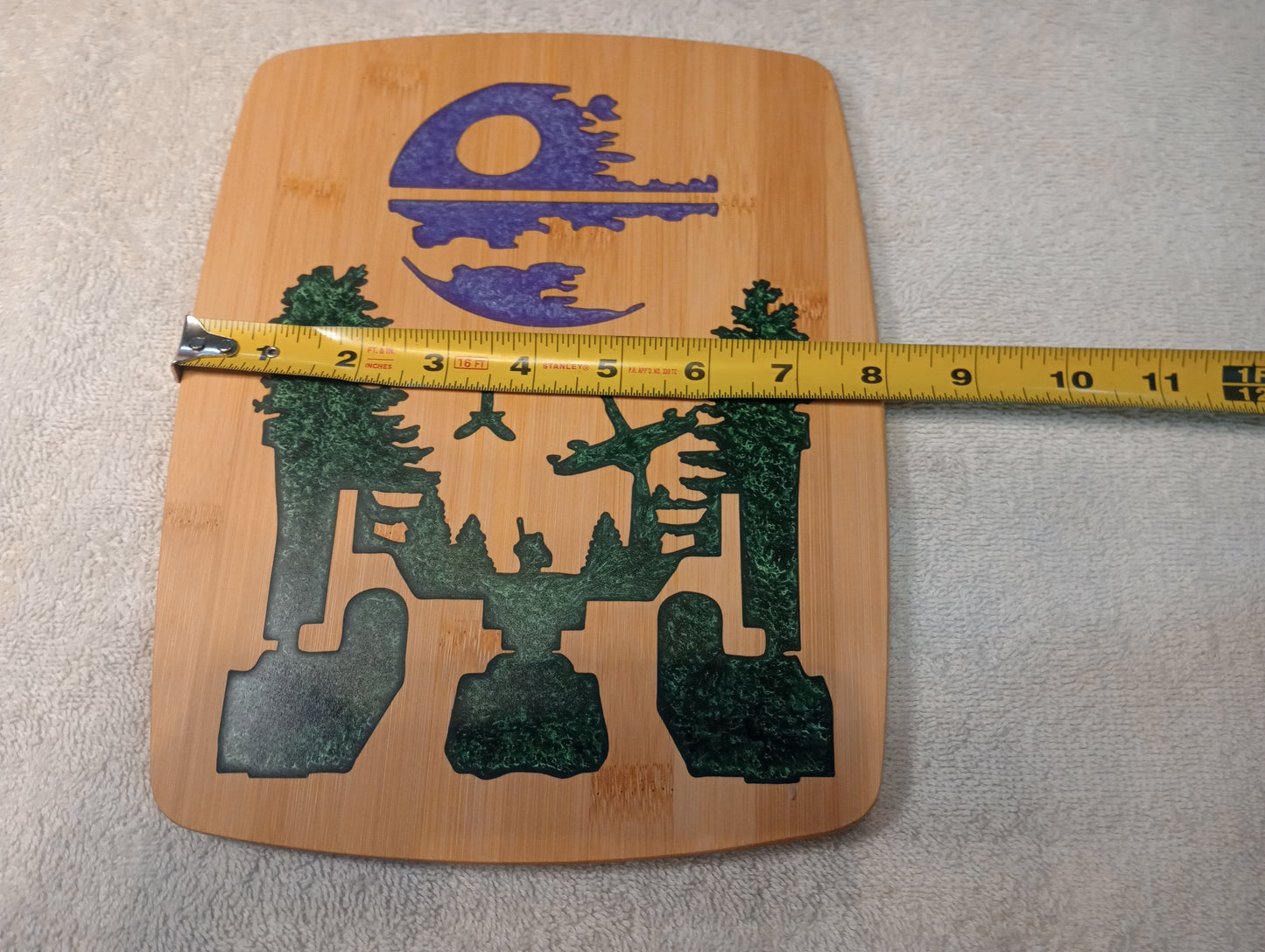 Bamboo cutting board with food grade epoxy inlays - star wars