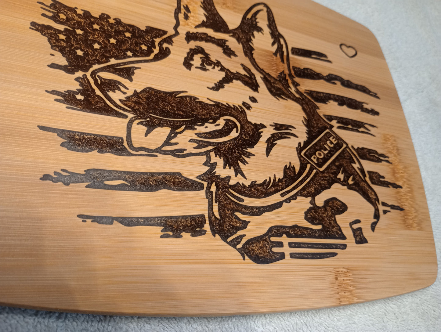 Bamboo cutting board with food grade epoxy - police dog