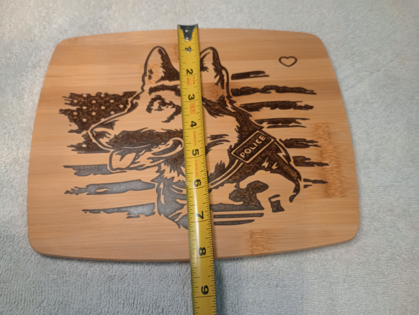 Bamboo cutting board with food grade epoxy - police dog