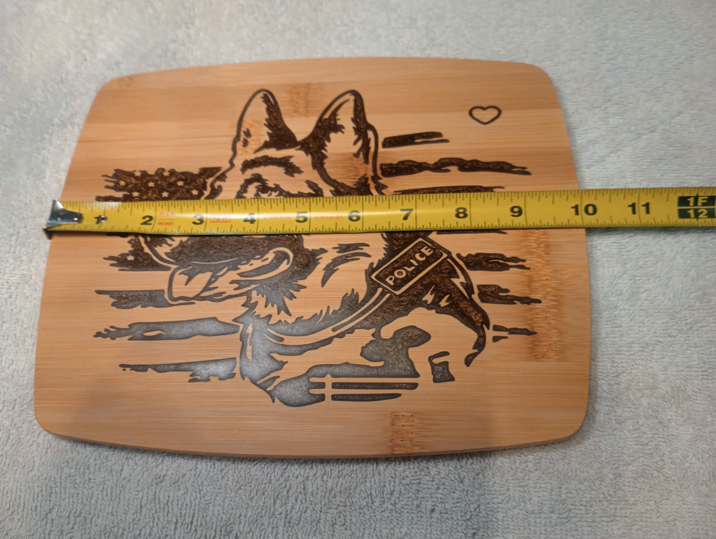 Bamboo cutting board with food grade epoxy - police dog