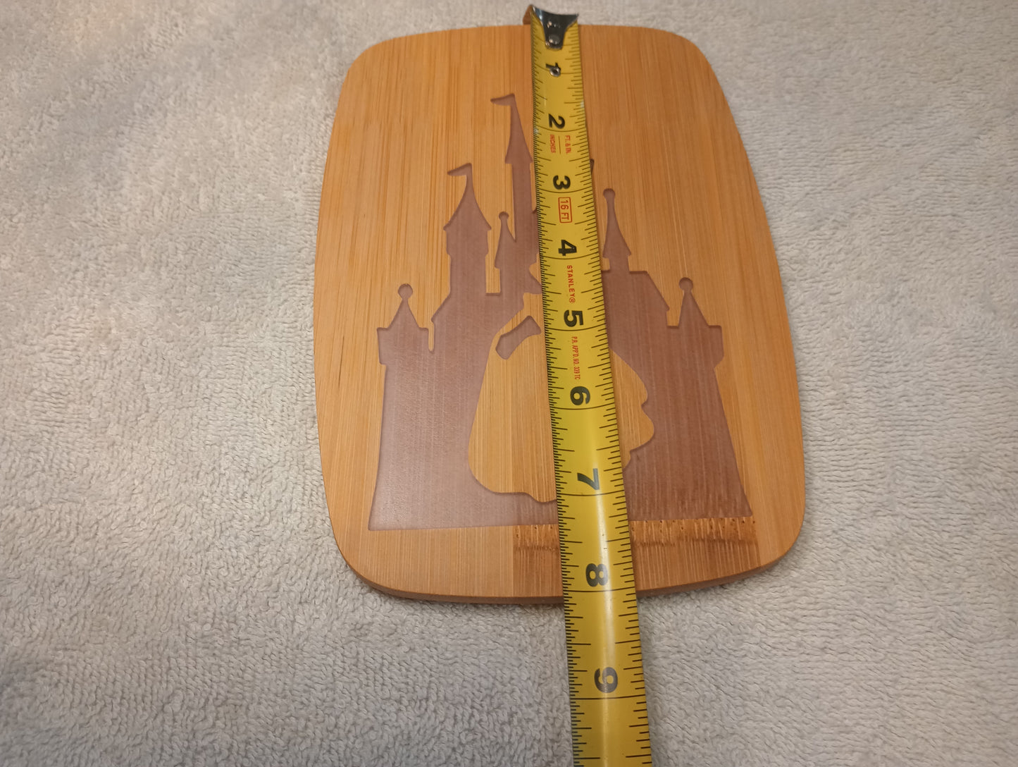 Bamboo cutting board with food grade epoxy inlays - Dancing girl in a large home
