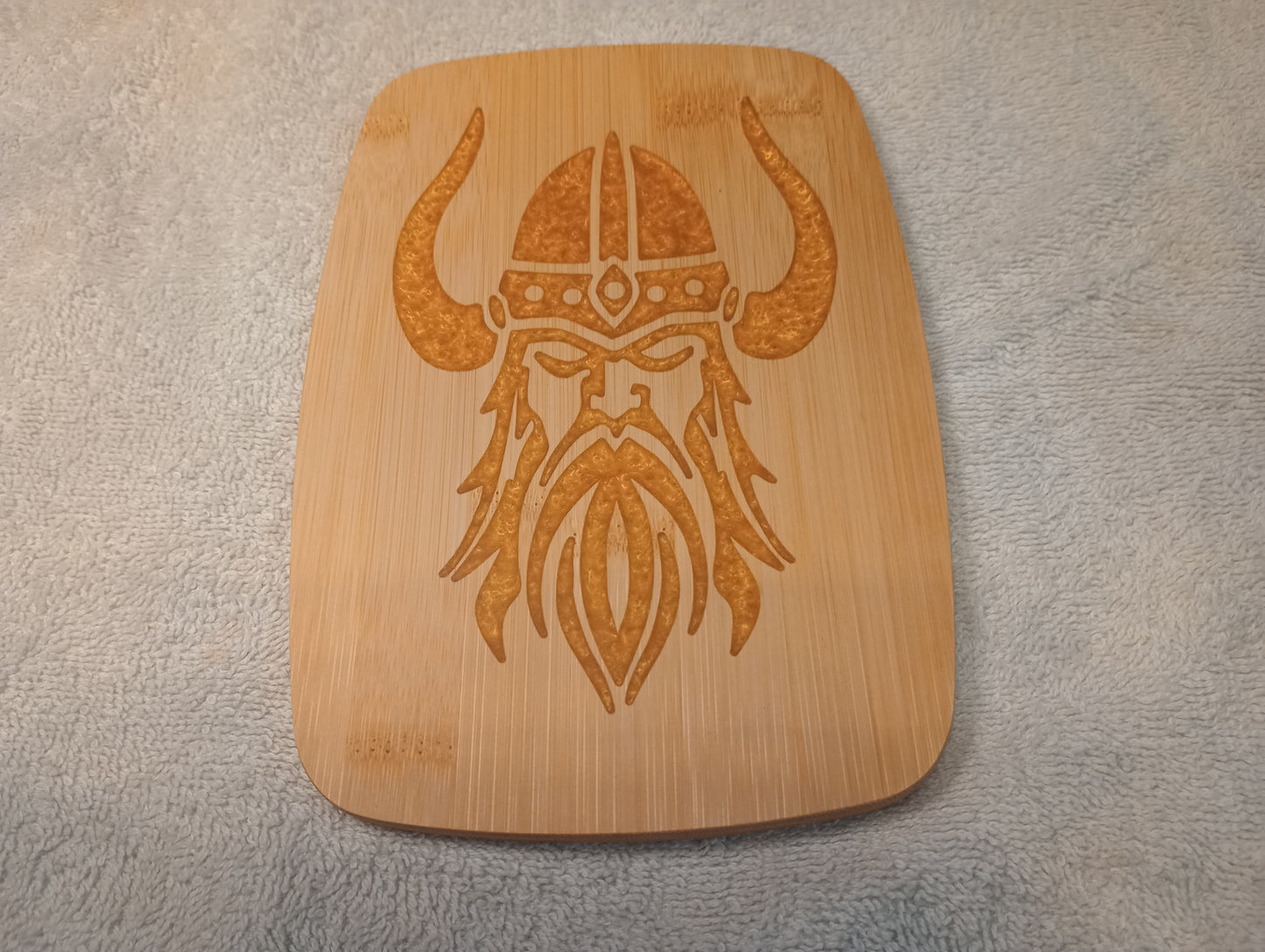 Bamboo cutting board with food grade epoxy inlays - small viking