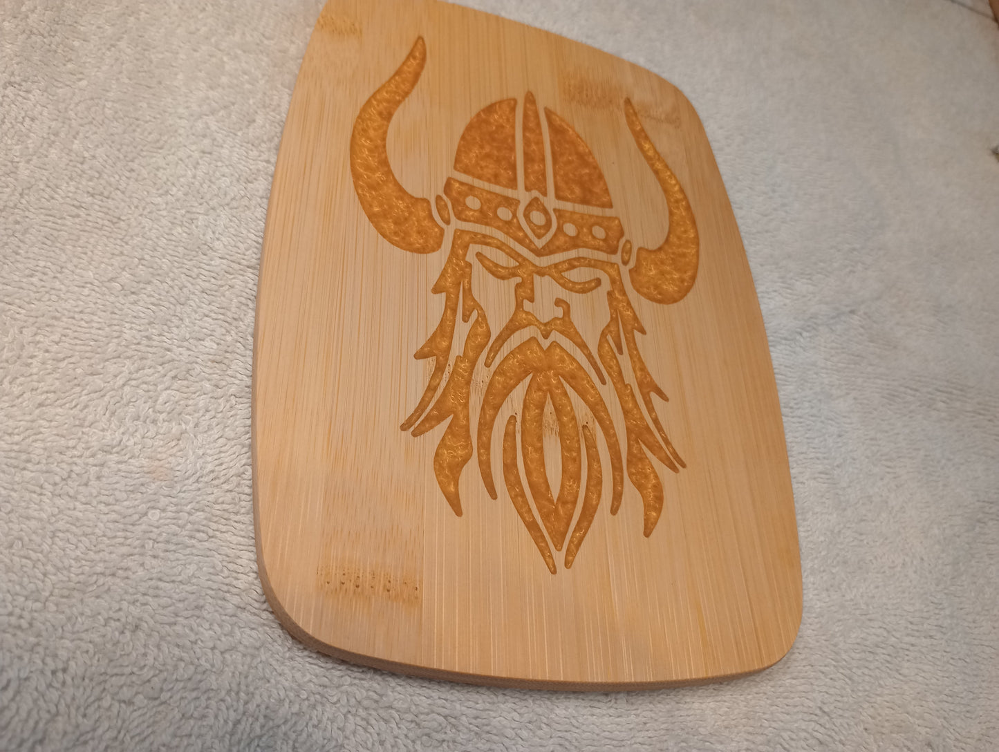 Bamboo cutting board with food grade epoxy inlays - small viking