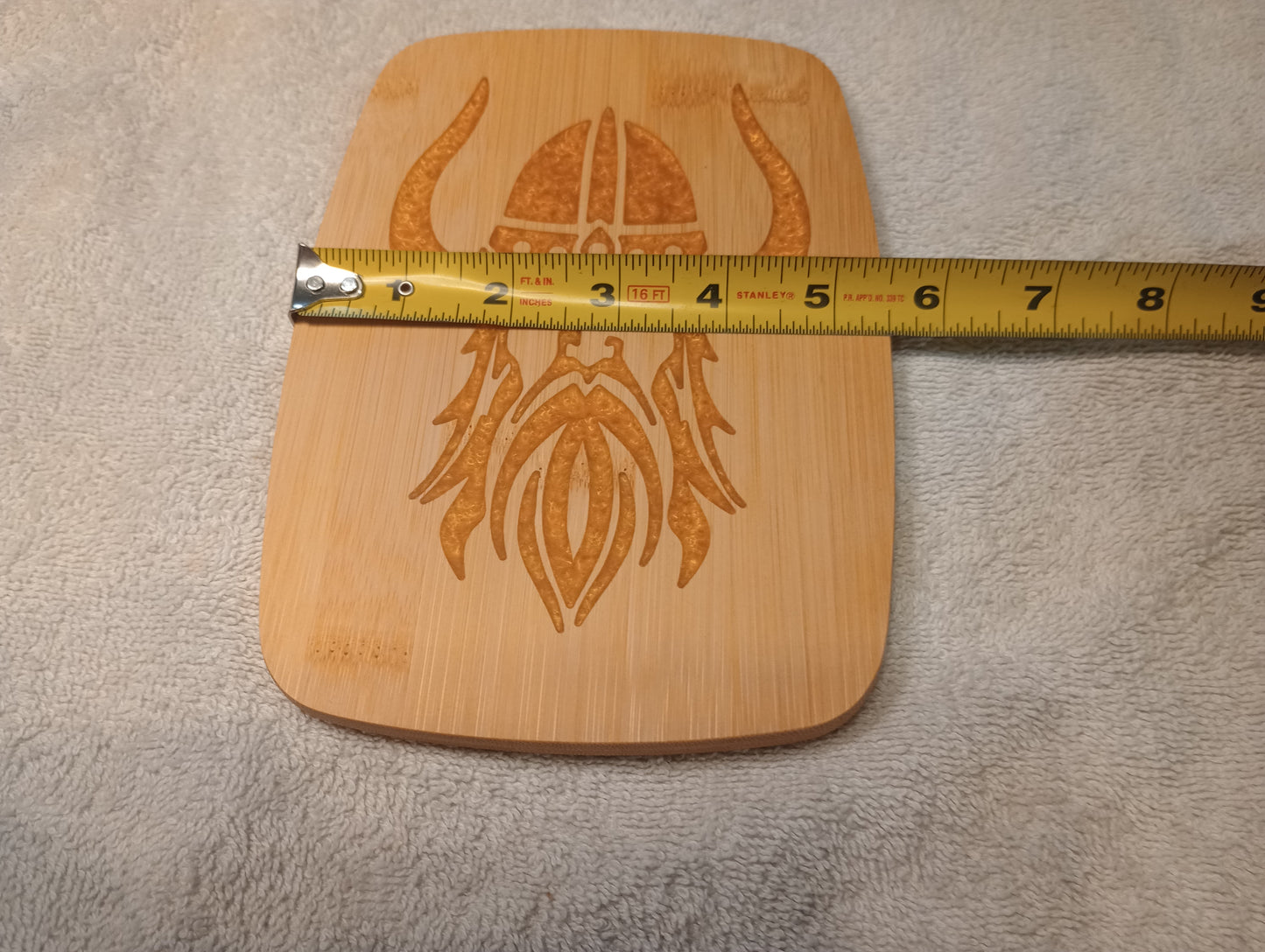 Bamboo cutting board with food grade epoxy inlays - small viking