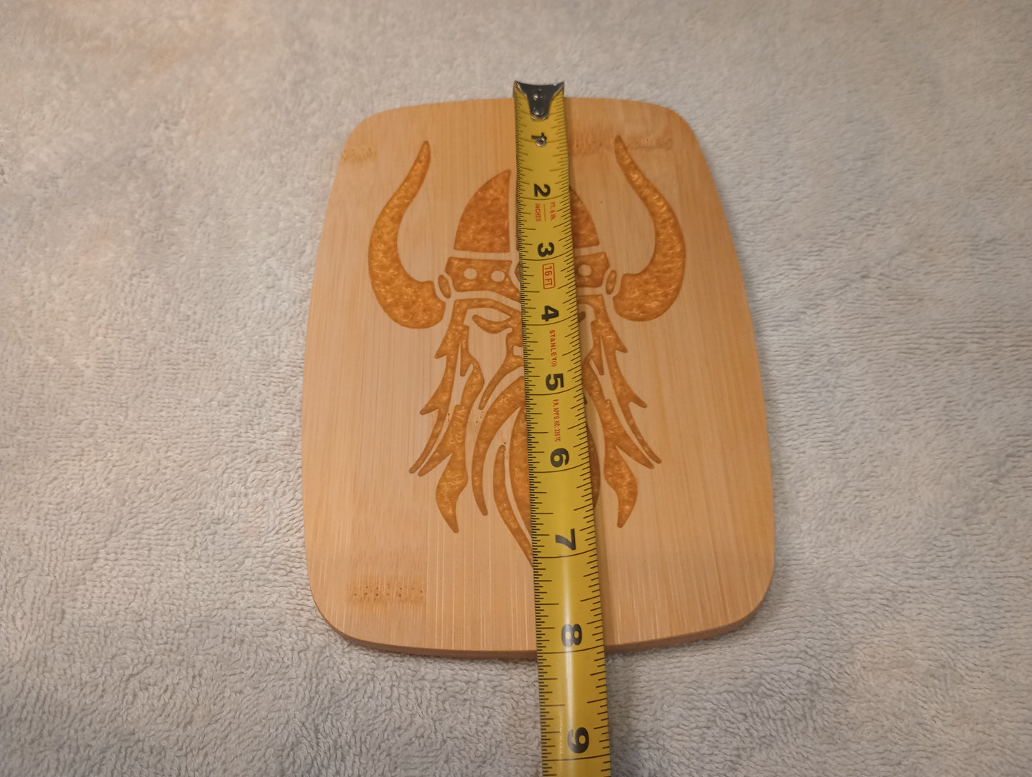 Bamboo cutting board with food grade epoxy inlays - small viking