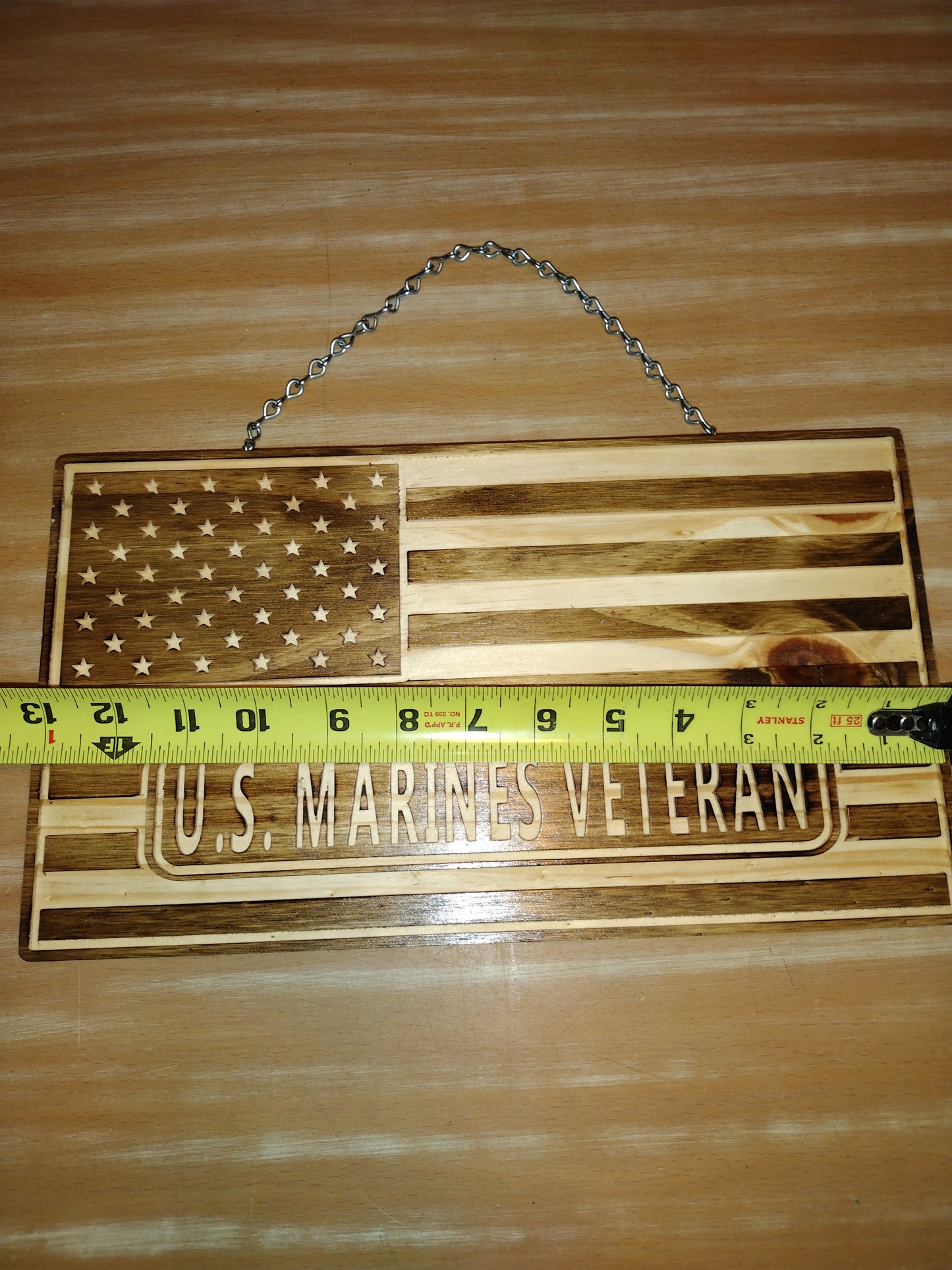 US Marines veteran wood flag