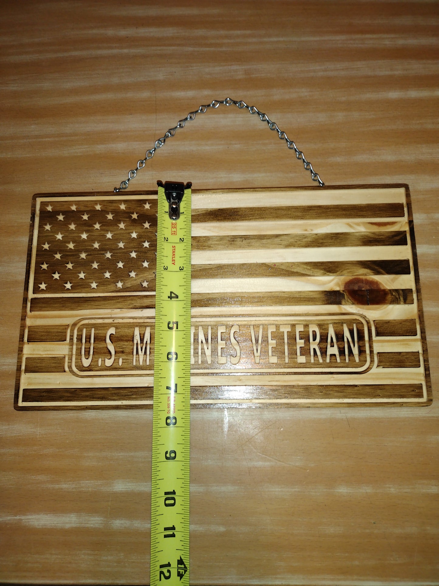 US Marines veteran wood flag